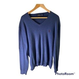 Ralph Lauren V-Neck Sweater xl Slate Blue PreOwned Excellent Condition .